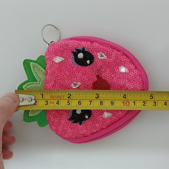 NWOT Claire's neon shiny ✨️ strawberry 🍓 wallet for girls from 5-12 years old. - Picture 6 of 9